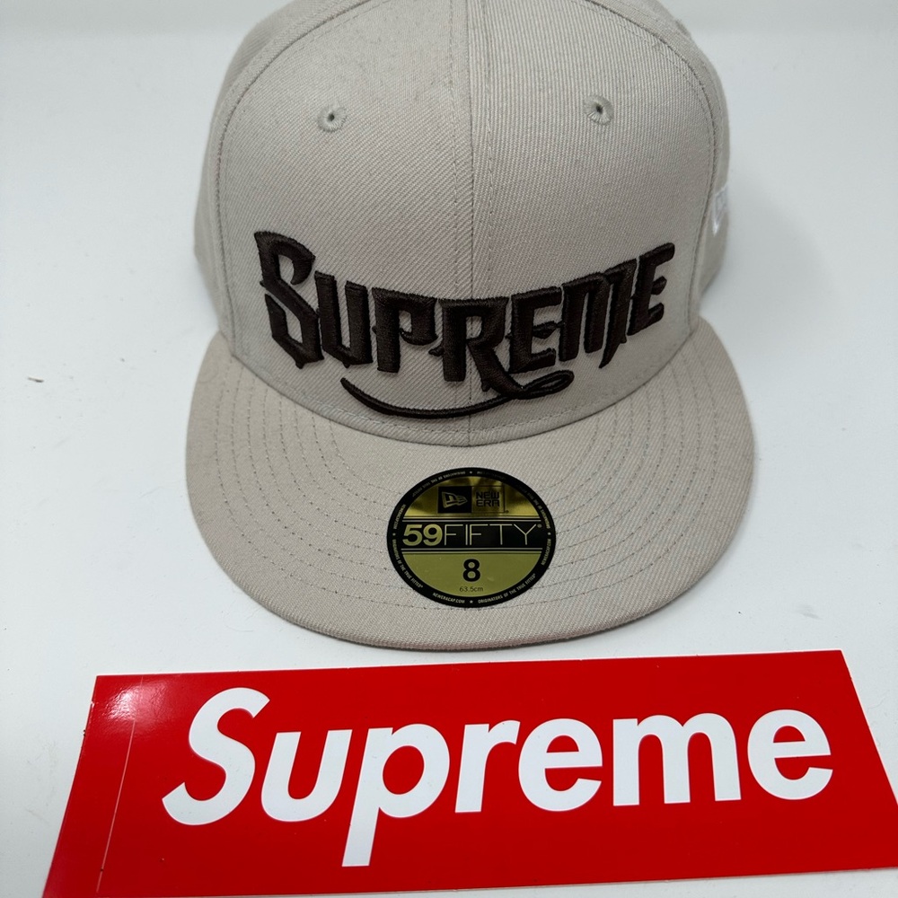 Supreme Beige Cap with Black Logo